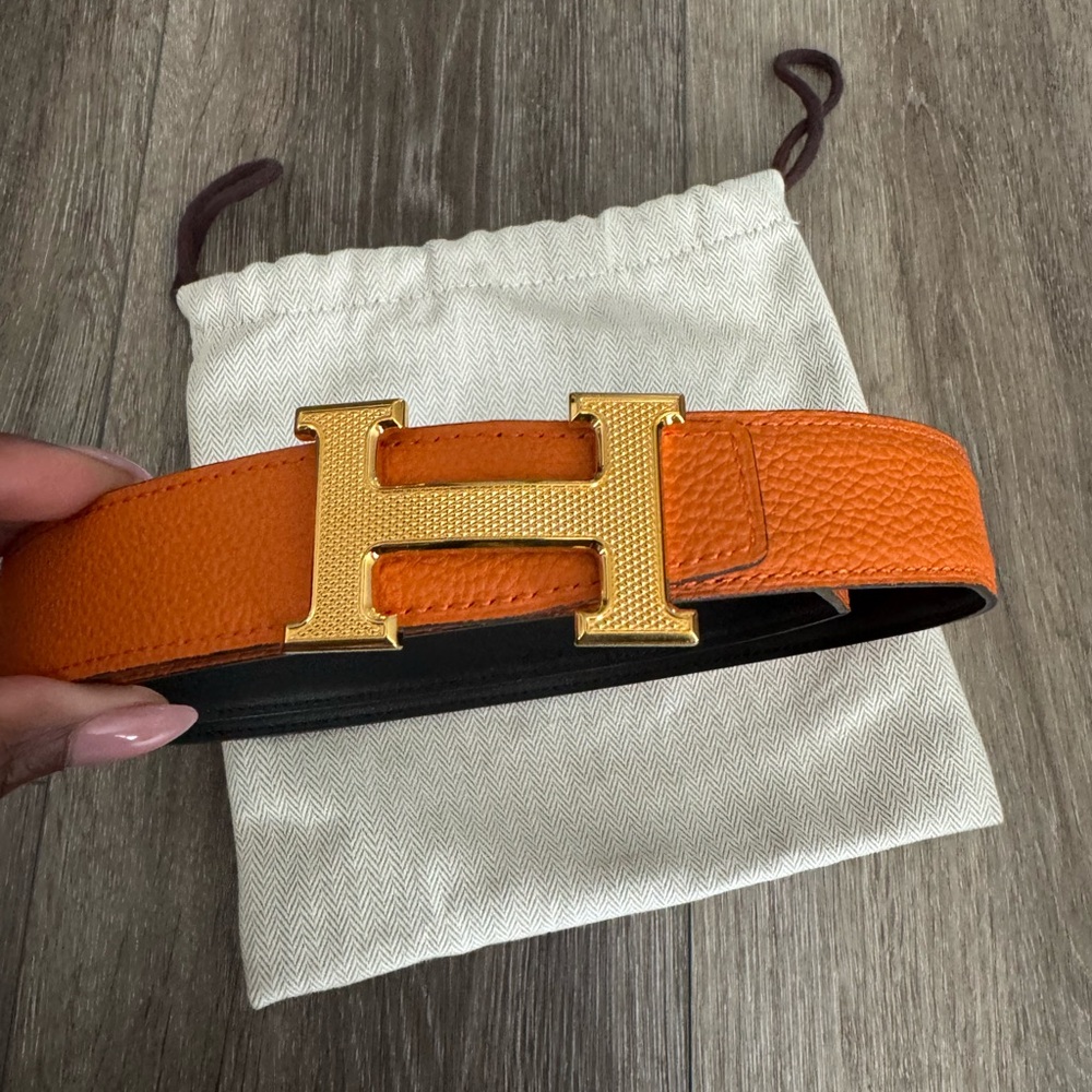 H belt buckle & Reversible leather strap 32 mm